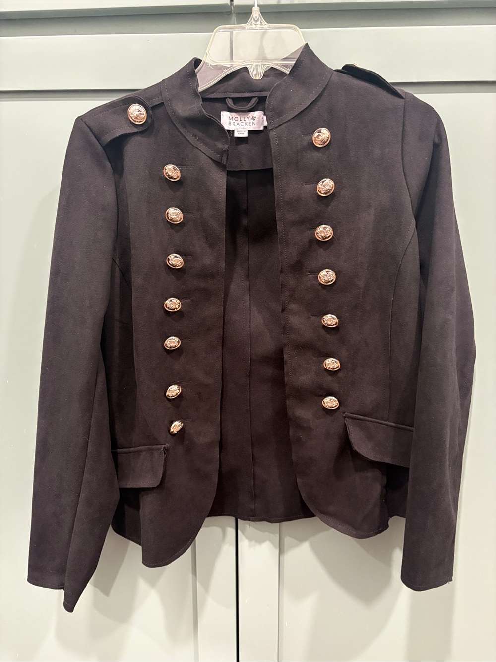 Molly Bracken Black Military-Style Blazer with Gold Buttons